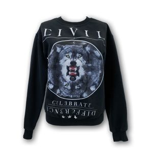 Civil Regime Crewneck Sweatshirt Black Wolf small